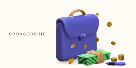 3d realistic Sponsorship programs concept on white background. Vector illustration.