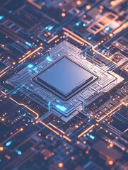 Fototapeta premium Intricate Microchip Circuitry Showcasing the Complexity of Modern Technology