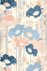 Blue and Pink Floral Wallpaper