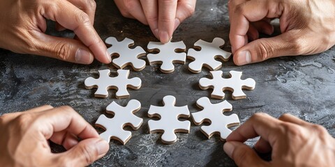 Collaborative Puzzle Pieces Forming Unique Design for Team Building Exercises