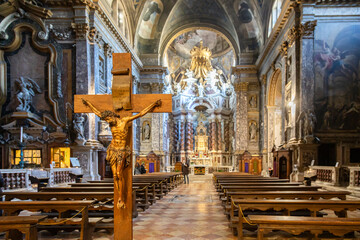 A crucifix inside Church of the Scalzi (Santa Maria di Nazareth) in Venice; Veneto, Italy;...