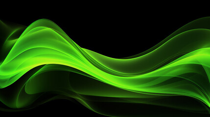 Fototapeta premium Fluid neon green wave on black background сreated with Generative Ai