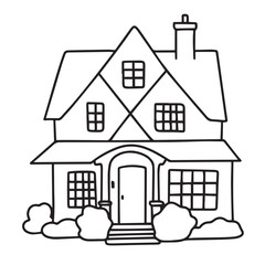 Doodle cute little house isolated. Hand drawn vector art.