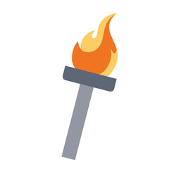 Torch with flame in flat style. Hand drawn vector art. 
