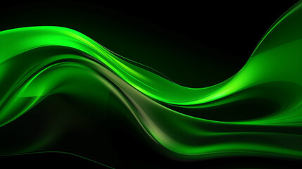 Obraz premium Fluid neon green wave on black background сreated with Generative Ai