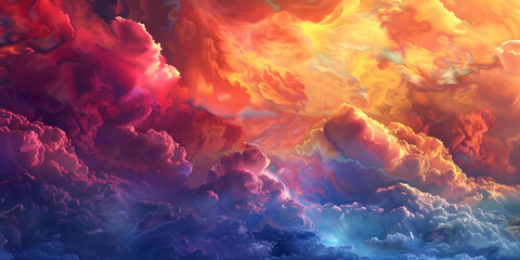Vivid Sky Dreams: Bright and Colorful Cloud Backgrounds, Colorful Cloudscape: Lively and Bright...