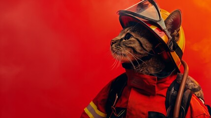 Firefighter Cat Ready for Duty.