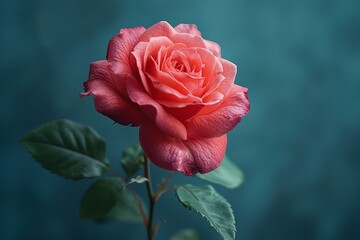 A single red rose blooms in a garden, its beauty a touch of summer love