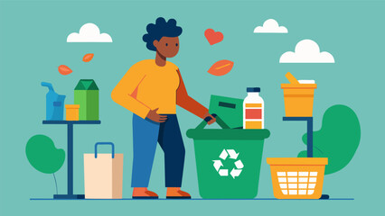 An individual looks for recyclable and biodegradable packaging when purchasing household items.