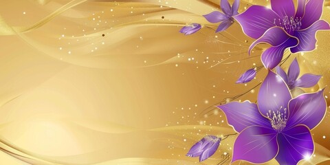 Purple Flower on Gold Background
