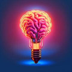 AI glowing light bulb brain illustration artificial intelligence concept