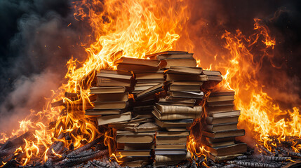 Pile of burning books