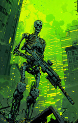 Robotic skeleton soldier illustration