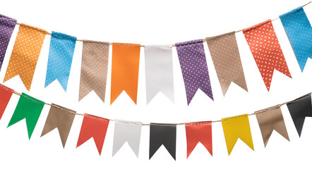 festive flags garland on transparent background. For party, banner, design, celebration, 