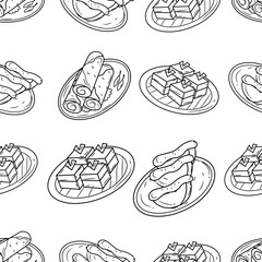 Seamless Indonesia Traditional Food Pattern. Vector Illustration