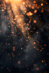 Spectacular Orange Light Rays and Particles Explosion Background