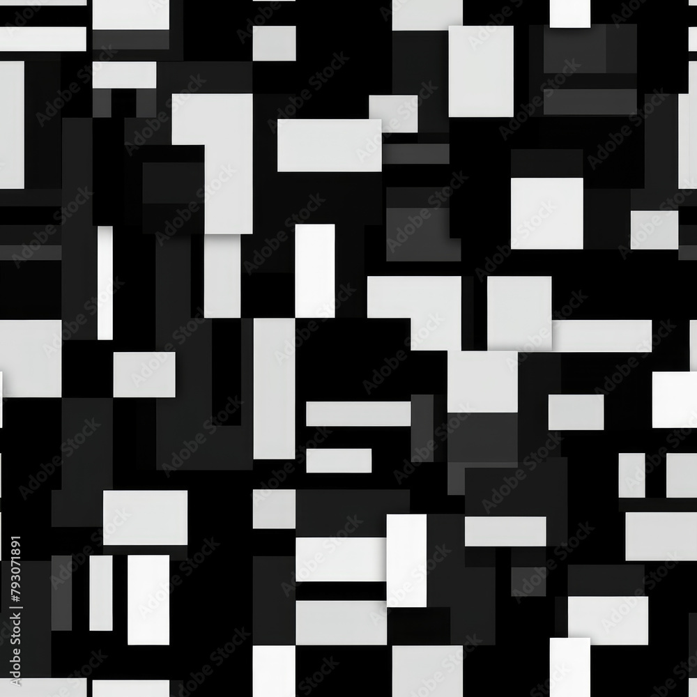 Poster a black and white image of squares and rectangles. the image has a modern and abstract feel to it
