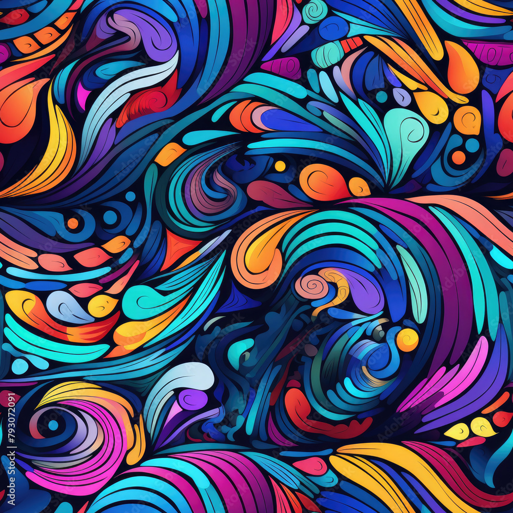Poster a colorful, abstract design with swirls and splashes of color. the design is vibrant and dynamic, wi