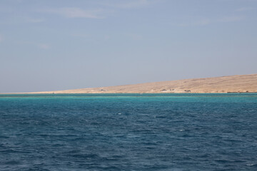 red sea, seascape, skyscape and mountains