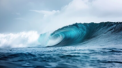 Beautiful ocean waves with blue liquid crashing into the background. Nature Photo Background