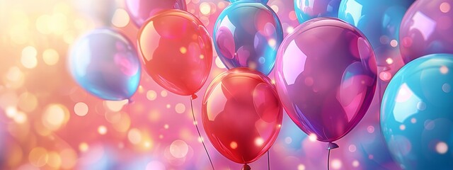 Helium balloons in various vibrant colors. Birthday, promotional events, or anniversary decoration for surprise parties. Holiday background for party, Weddings, Anniversary, New year, Christmas.