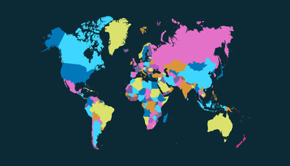 Fototapeta premium World map. Modern color vector map. Silhouette map 