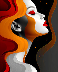 A woman with red hair and orange lips - 793075871