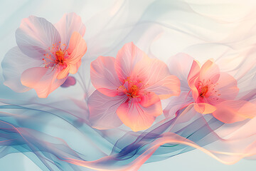 Delicate blossoms in soft hues emerge with an ethereal grace
