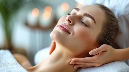 Obraz na płótnie Canvas Neck massage. A person receiving a soothing neck massage. AI generate illustration