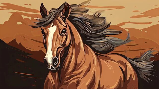 wild horse on a brown background