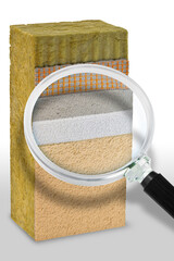 Thermal insulation coatings for building energy efficiency and reduce thermal losses - Energy buildings control concept with magnifying glass