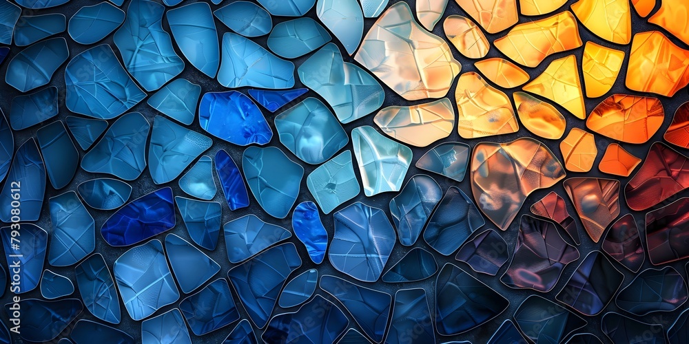 Poster Vibrant Digital Mosaic of Captivating Abstract Shapes and Colors for a Calming and Captivating Backdrop