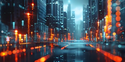 Fototapeta premium Vibrant Cityscape Illuminating the Future of Fintech Innovations and Their Transformative Impact on Traditional Banking Practices and the Business