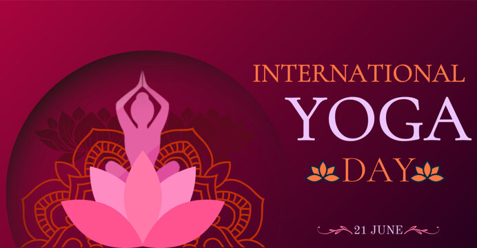 Namaste World: Observing International Yoga Day. Campaign or celebration banner