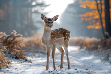 Brown Deer on Snow-Covered Ground During Daytime,
Deer in the forest
