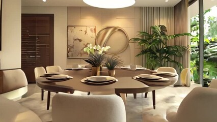 interior with elegant luxury dining room