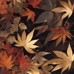 An Aesthetic Collection of Fallen Autumn Leaves on a Dark Background - Perfect for Seasonal Marketing and Design Projects