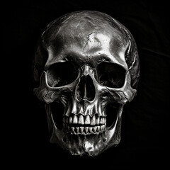 light skull 4k high contrast hard lighting black and white photography with dark background сreated with Generative Ai