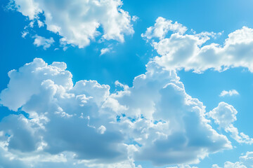 High quality illustration of scenic summer cloudscape. White fluffy clouds and light blue sly.