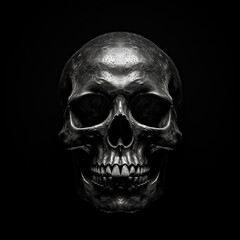 light skull 4k high contrast hard lighting black and white photography with dark background сreated with Generative Ai