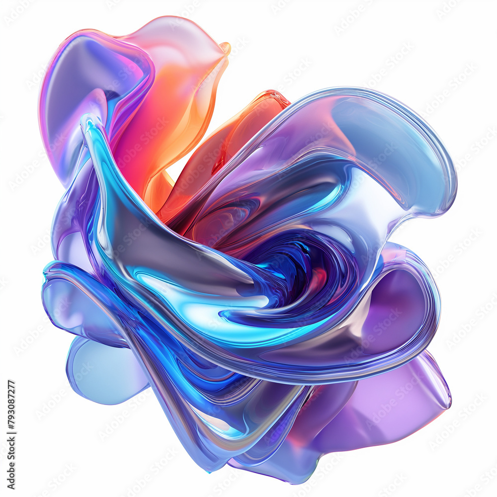 Poster fluid round 3d shape of liquid splash of holographic glass in motion. iridescent liquid sphere.