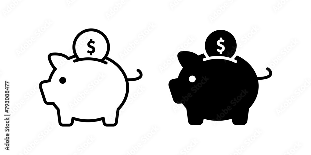 Wall mural Piggy Bank Icon Set. for mobile concept and web design. vector illustration