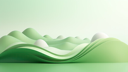 Green paper cut landscape with hills and mountain curves. - 793089231