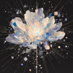 Blooming Digital Elegance - A Pixelated Flower in Vivid Detail
