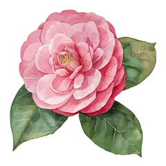 Watercolor Vector painting of a camellia flower, isolated on a white background, camellia vector, camellia clipart, camellia art, camellia painting, camellia Graphic, drawing clipart.