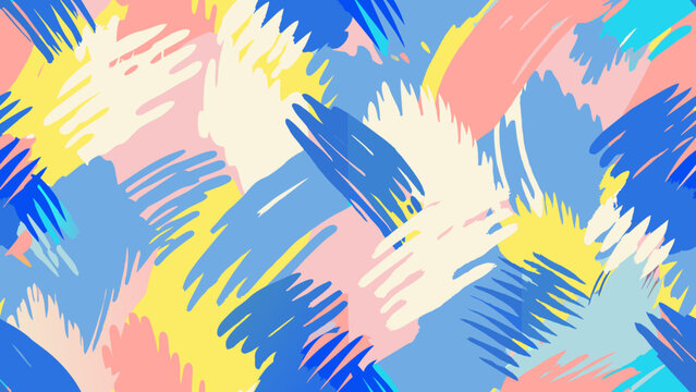 Vibrant Abstract Colorful Brush Strokes Seamless pattern Background