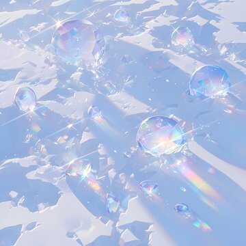 A symphony of transparent air bubbles shimmering in the sunlight, captured in high resolution for stock image use.