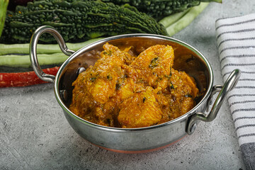 Spicy chicken masala in the bowl