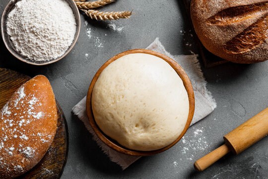 Bowl of fresh dough, baking concept