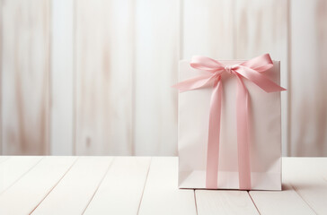White Gift Bag With Pink Ribbon